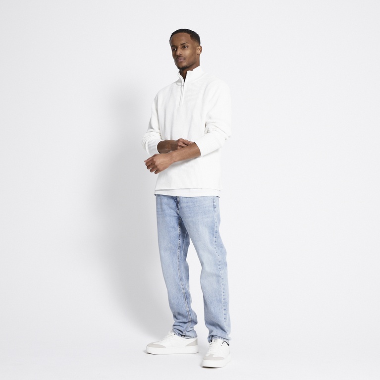 Half-zip knit sweater "Frans" Off white